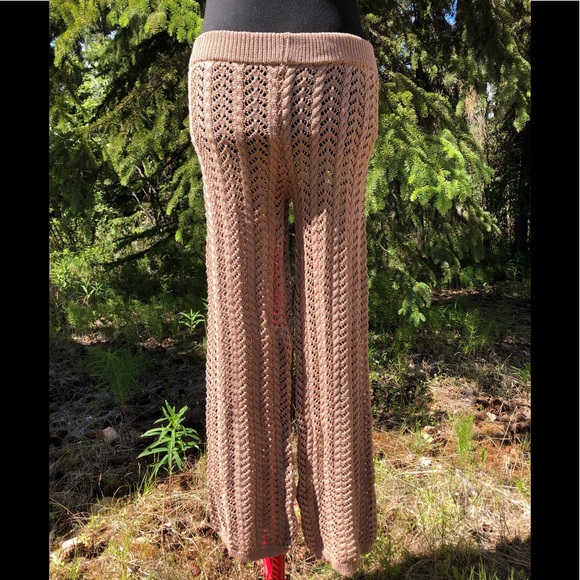 NEW Tan Stretch Knit Pant Crop Top Set Summer Loungewear Beach One Size XS/S - Picture 6 of 12